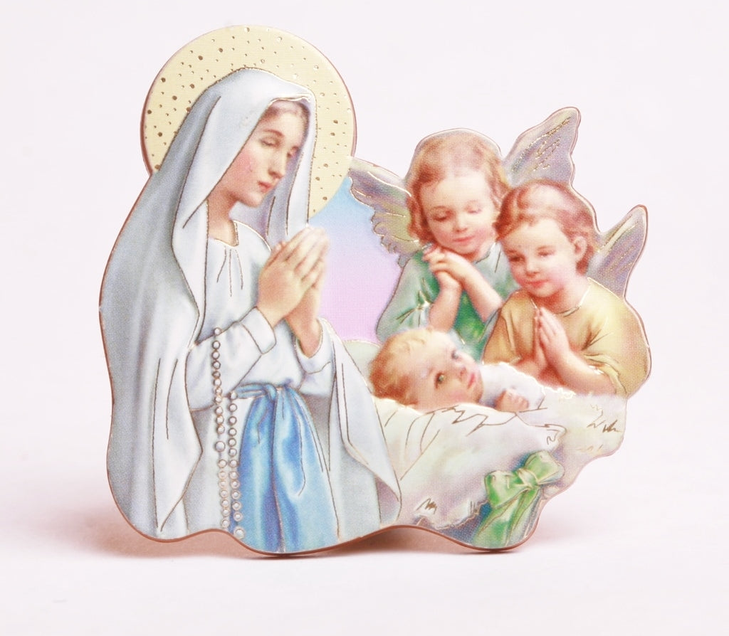 Cuadro con Magnético pequeño - Virgen de Lourdes y angelitos