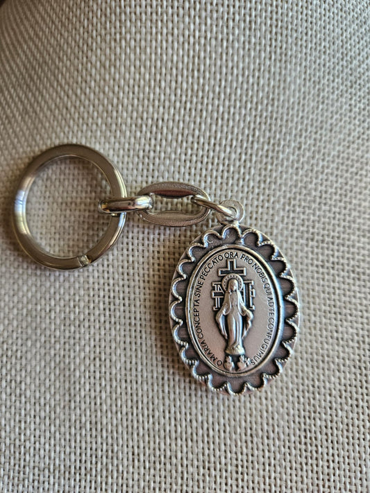Llavero Sagrado Corazón de Jesús con Virgen Milagrosa